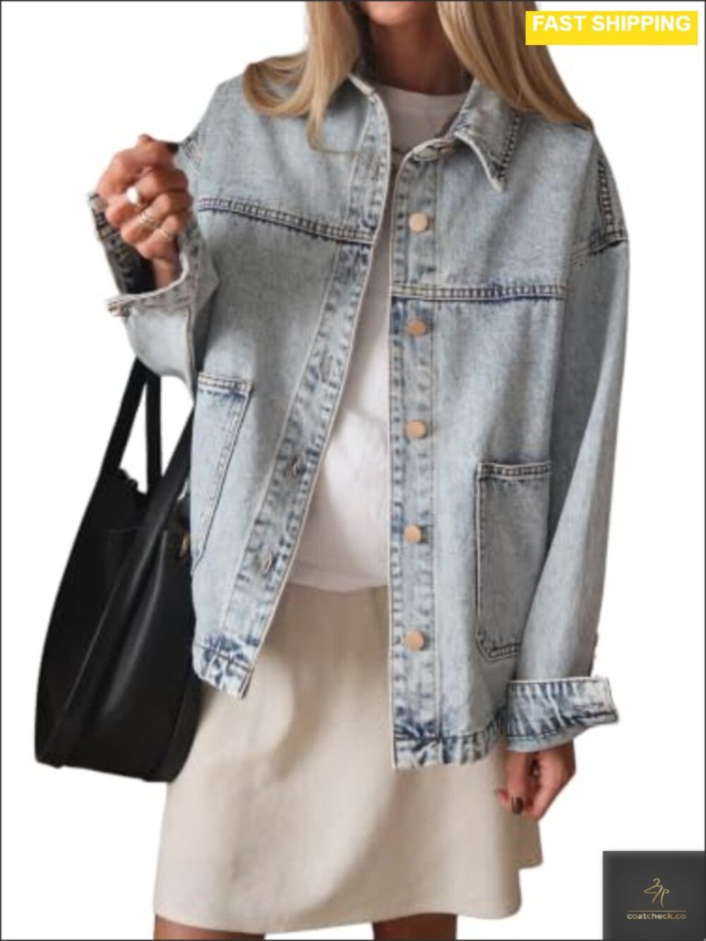 Oversized Denim Jacket Casual Distressed Western Jean Jacket